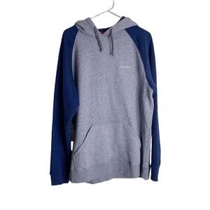 Columbia Sweater Mens Sz Large Gray Blue Casual Pullover Hoodie Sweatshirt